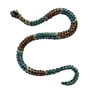 Vintage Snake Pin Teal Chocolate Crystal 4"x 3.25" LARGE